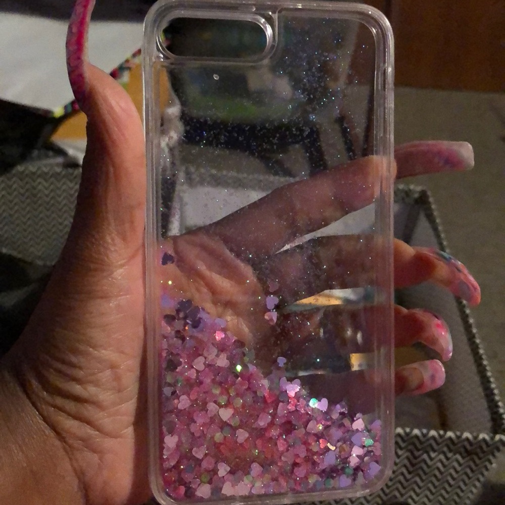 iPhone 7/8 Plus pink heart glitter case